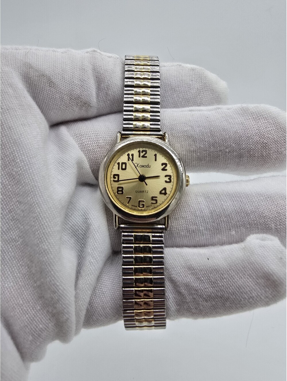 Xanadu Quartz Small Gold Toned & Silver Expandable Band Women's Wrist Watch!